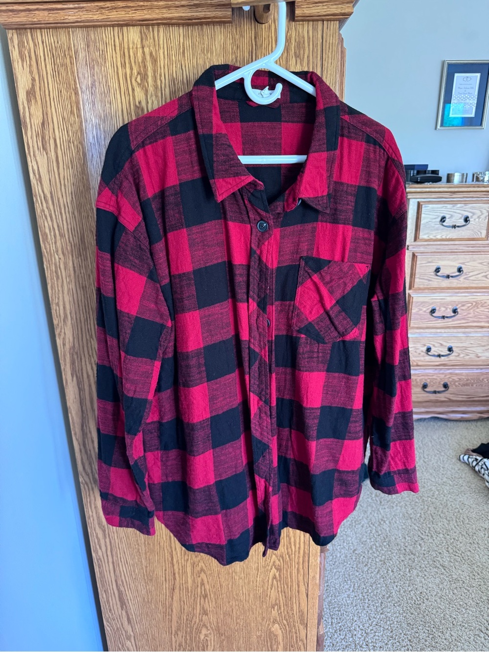 Maurices Red and Black Buffalo Plaid Button-Down Shirt